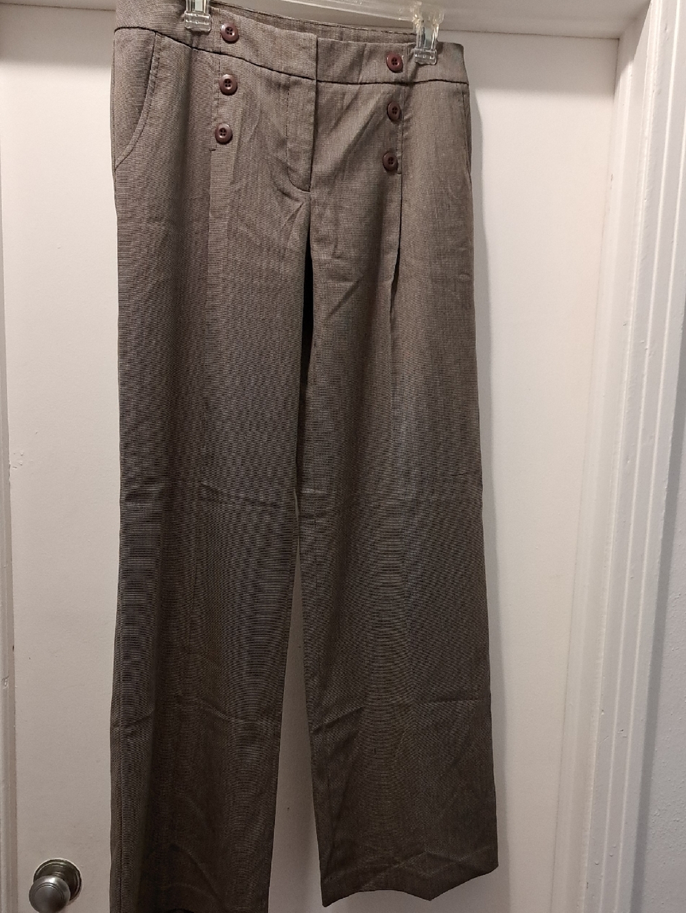 AGB Womens Brown Houndstooth Wide Leg Dress Pants